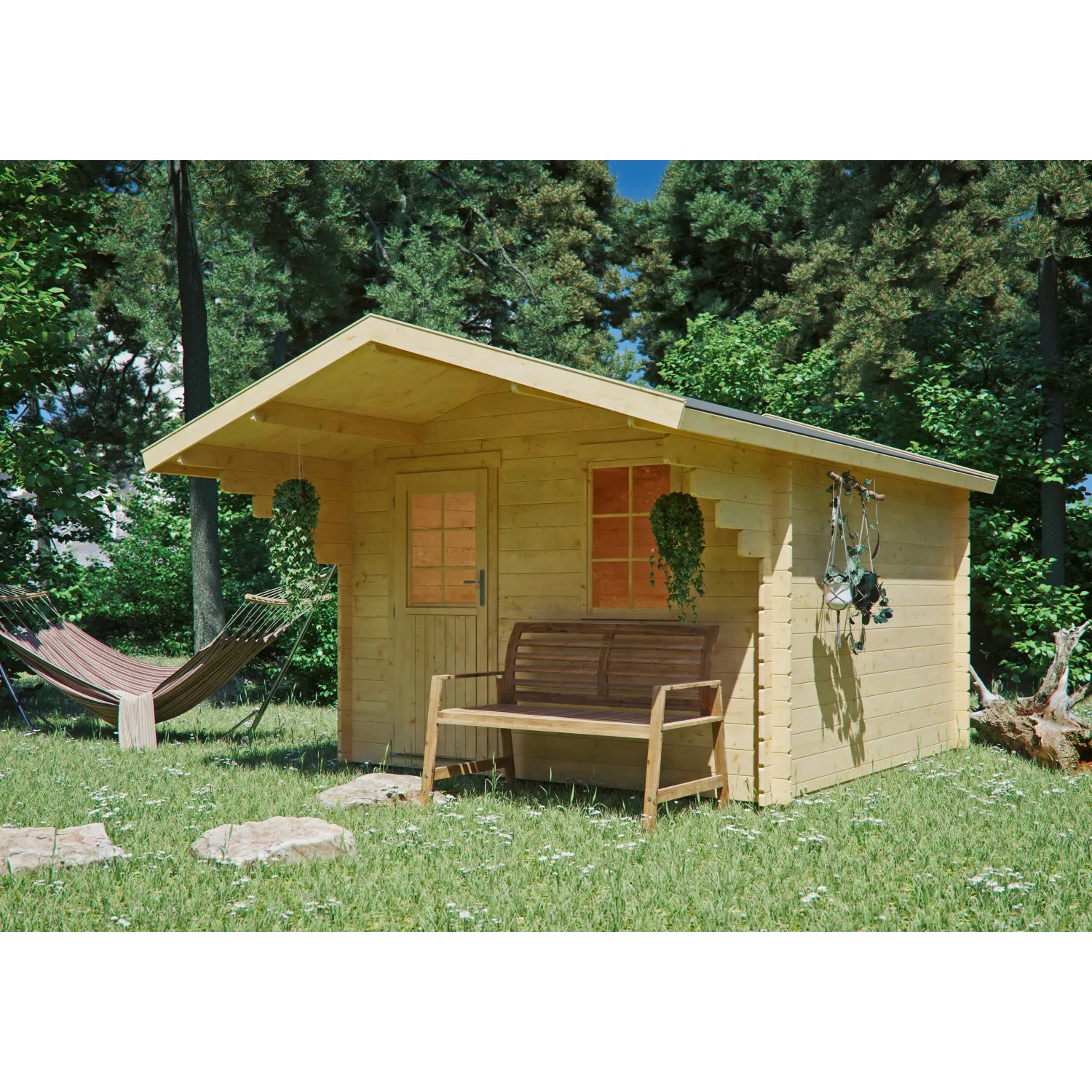 Kiehn-Holz Holz-Gartenhaus/Gerätehaus KH 28-028 Unberührt 300 cm x 300 cm günstig online kaufen