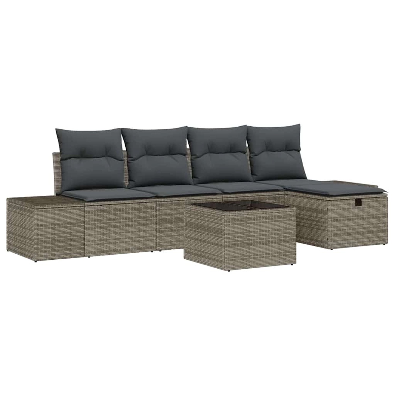 vidaXL Garten-Sofa-Set mit Kissen 6-Tlg Grau Poly Rattan 3359368 günstig online kaufen