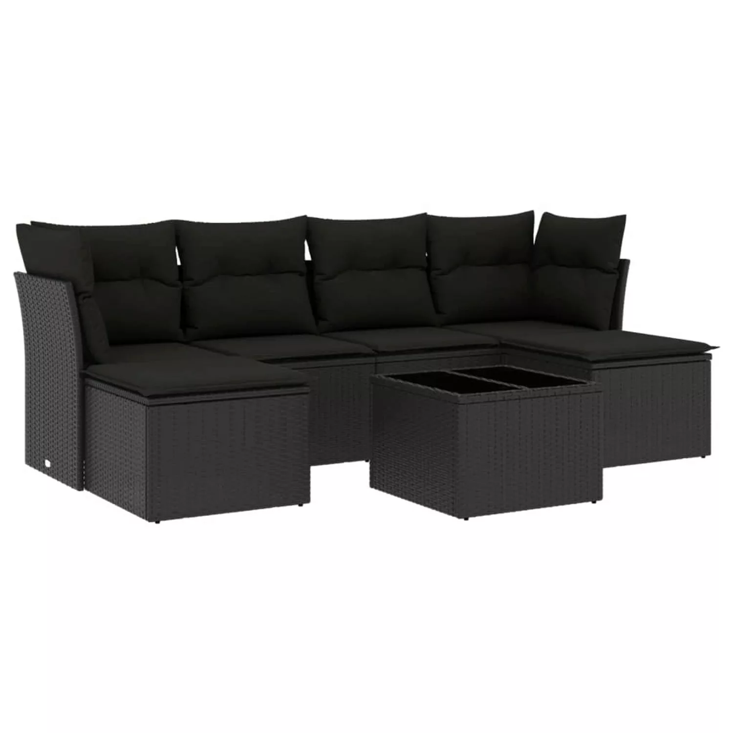 vidaXL 7-tlg Garten-Sofagarnitur mit Kissen Schwarz Poly Rattan Modell 27 günstig online kaufen