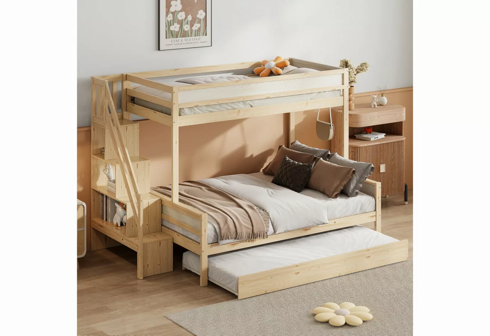 HAUSS SPLOE Etagenbett 90/140x200 cm mit Ausziehbett 90*190, Sicherheitsstu günstig online kaufen