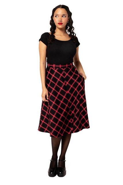 Hell Bunny A-Linien-Rock Janine Skirt Tellerrock Kariert Vintage Swing Retr günstig online kaufen