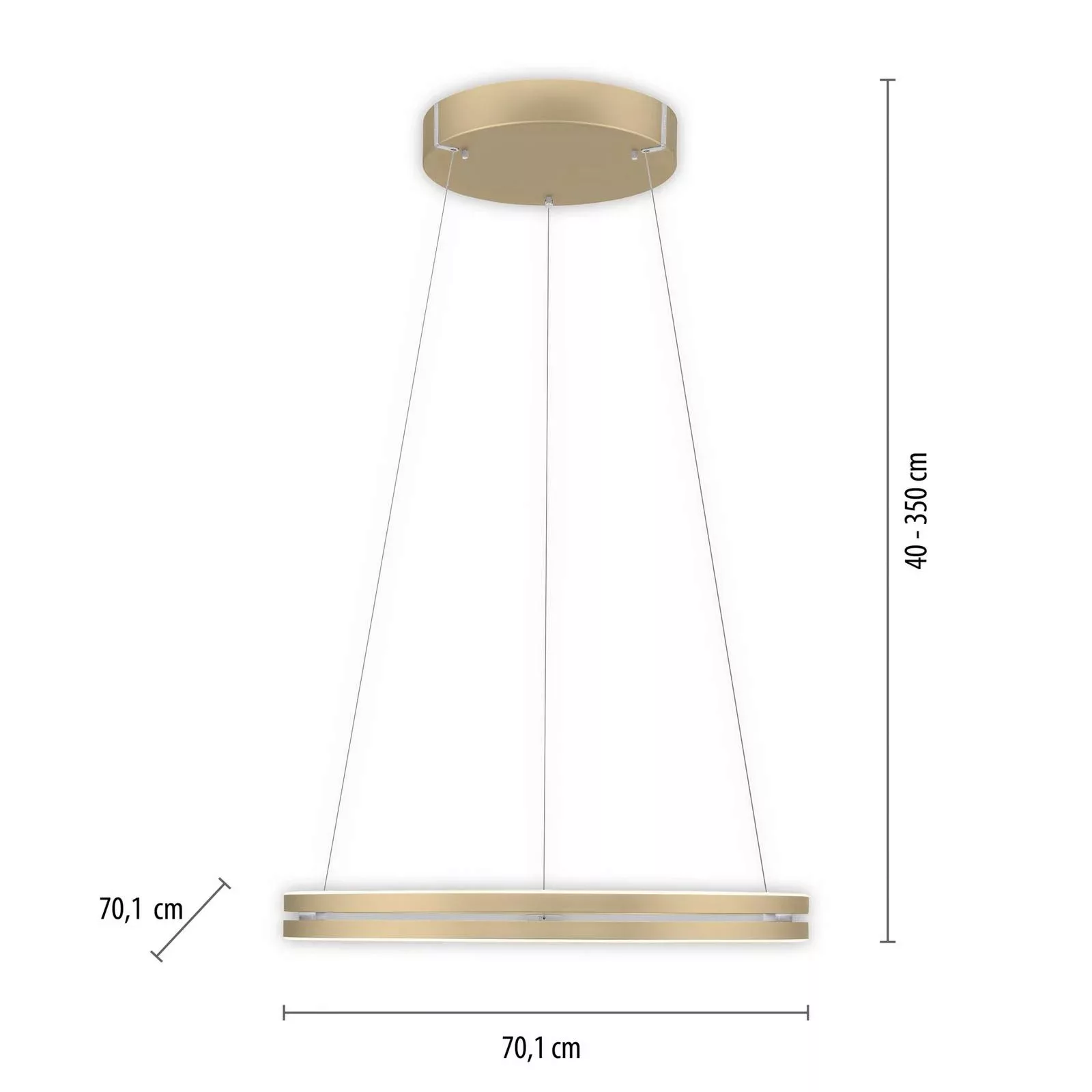 PURE LED-Hängeleuchte E-Loop, messing, Ø 70 cm Aluminium CCT günstig online kaufen