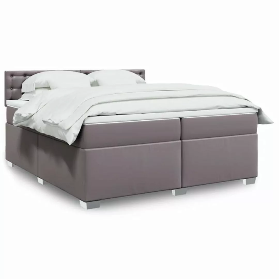 vidaXL Boxspringbett, Boxspringbett mit Matratze Grau 200x200 cm Kunstleder günstig online kaufen