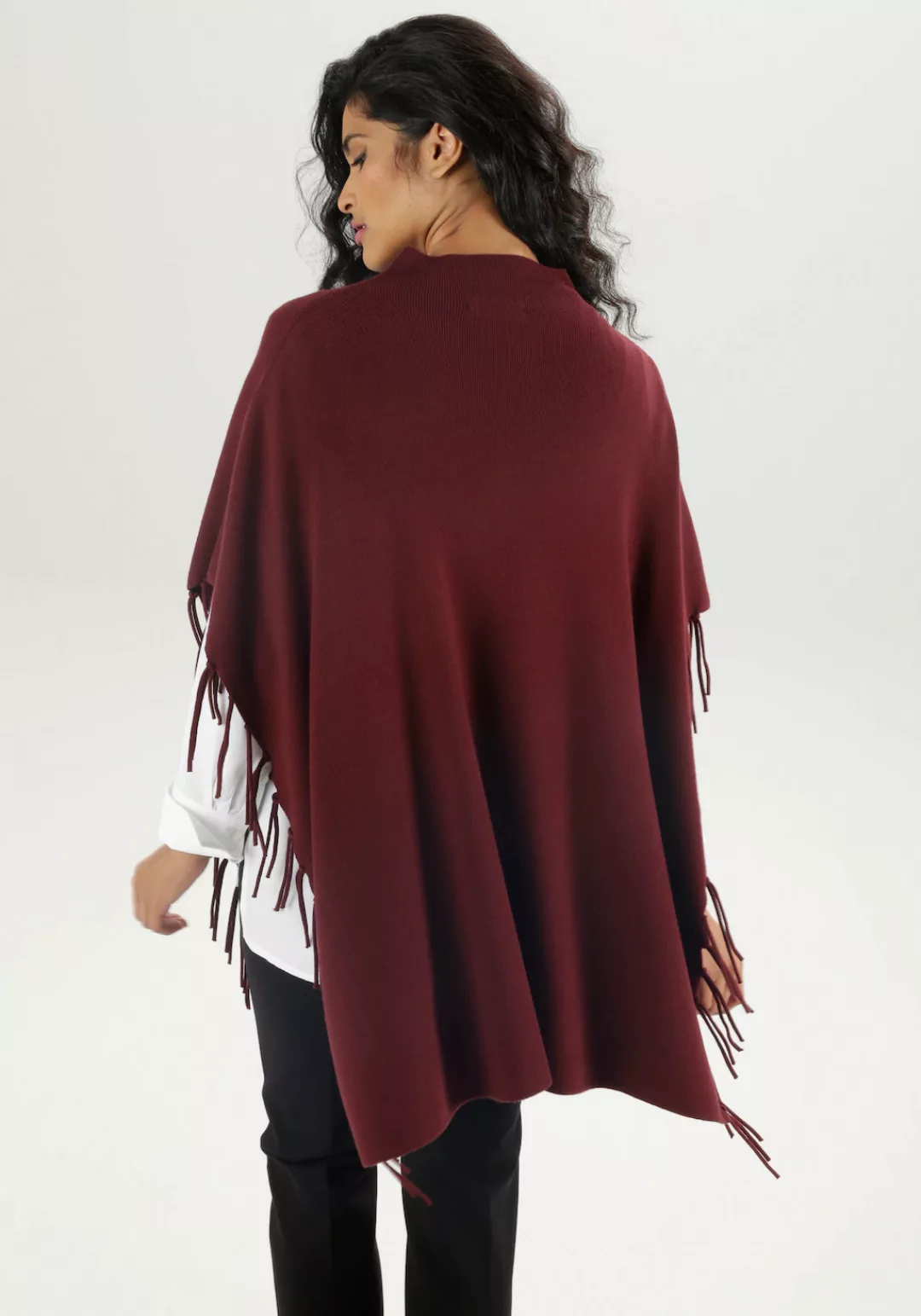 Aniston SELECTED Strickponcho mit Stehkragen und aufgesetzter Tasche - NEUE günstig online kaufen