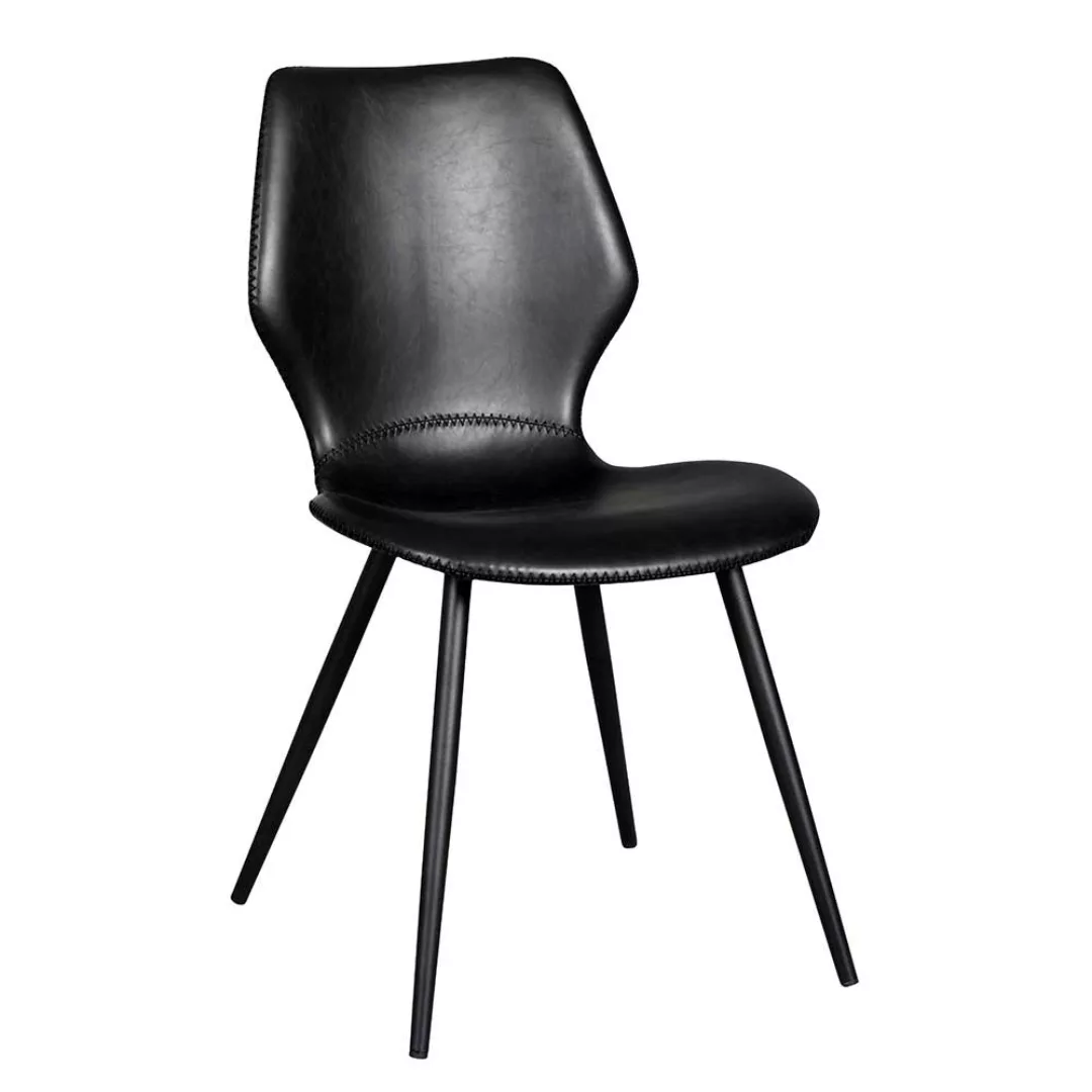 Stühle in Schwarz Kunstleder Retro Look (2er Set) günstig online kaufen