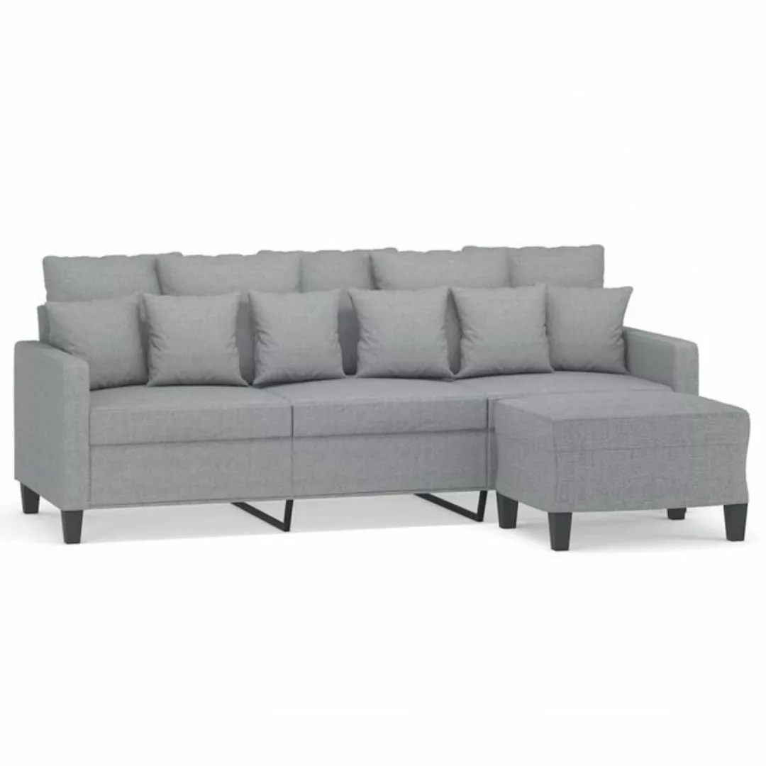 vidaXL Sofa 3-Sitzer-Sofa mit Hocker Hellgrau 180 cm Stoff günstig online kaufen