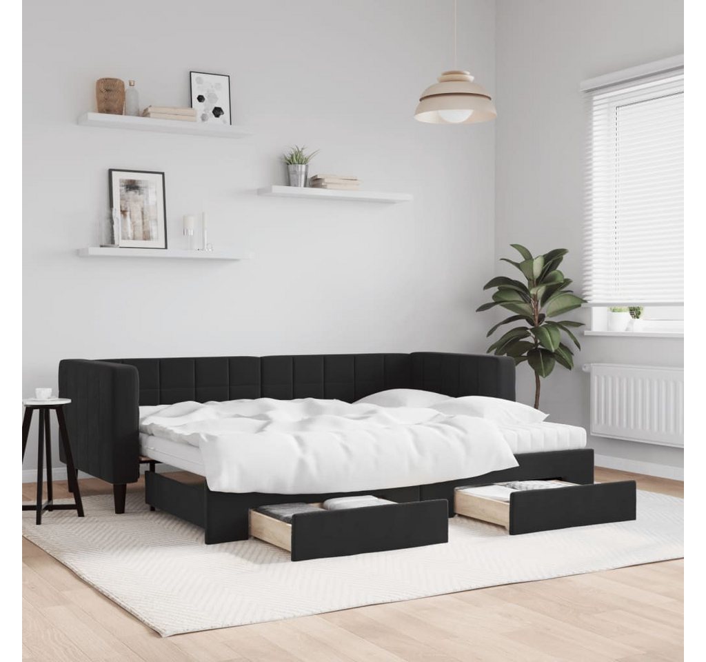 vidaXL Gästebett Gästebett Tagesbett Ausziehbar mit Schubladen Schwarz 80x2 günstig online kaufen