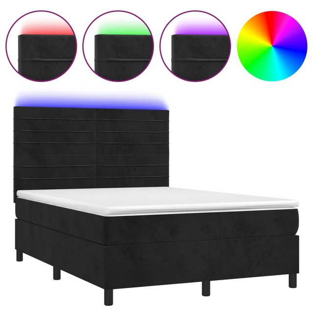 vidaXL Boxspringbett Boxspringbett mit Matratze & LED Samt (140 x 190 cm, S günstig online kaufen