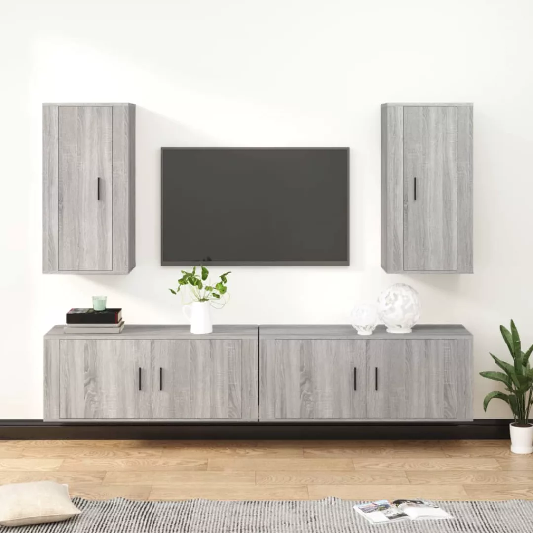 Vidaxl 4-tlg. Tv-schrank-set Grau Sonoma Holzwerkstoff günstig online kaufen