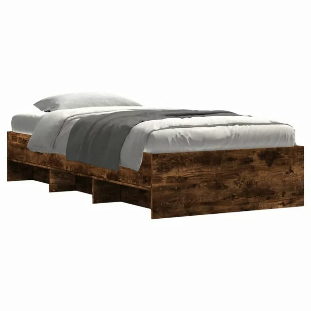 vidaXL Bett Bettgestell ohne Matratze Räuchereiche 75x190 cm Holzwerkstoff günstig online kaufen