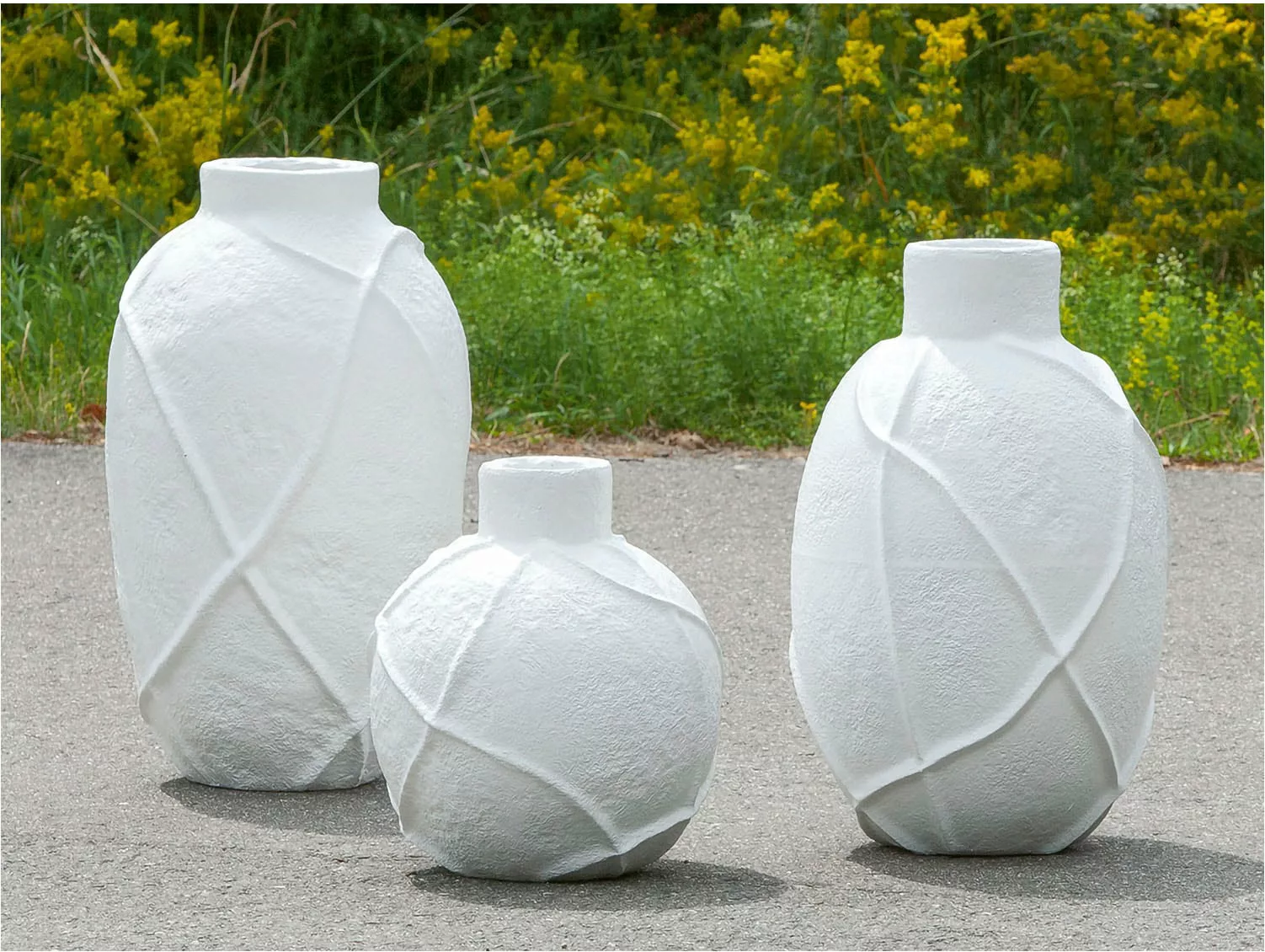 GILDE Tischvase »Vase Linhas, weiß, Höhe ca. 38 cm«, (1 St.), wasserfest günstig online kaufen