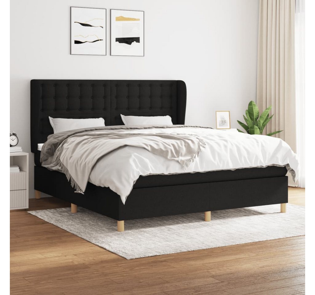 vidaXL Boxspringbett Boxspringbett mit Matratze Schwarz 180x200 cm Stoff Be günstig online kaufen