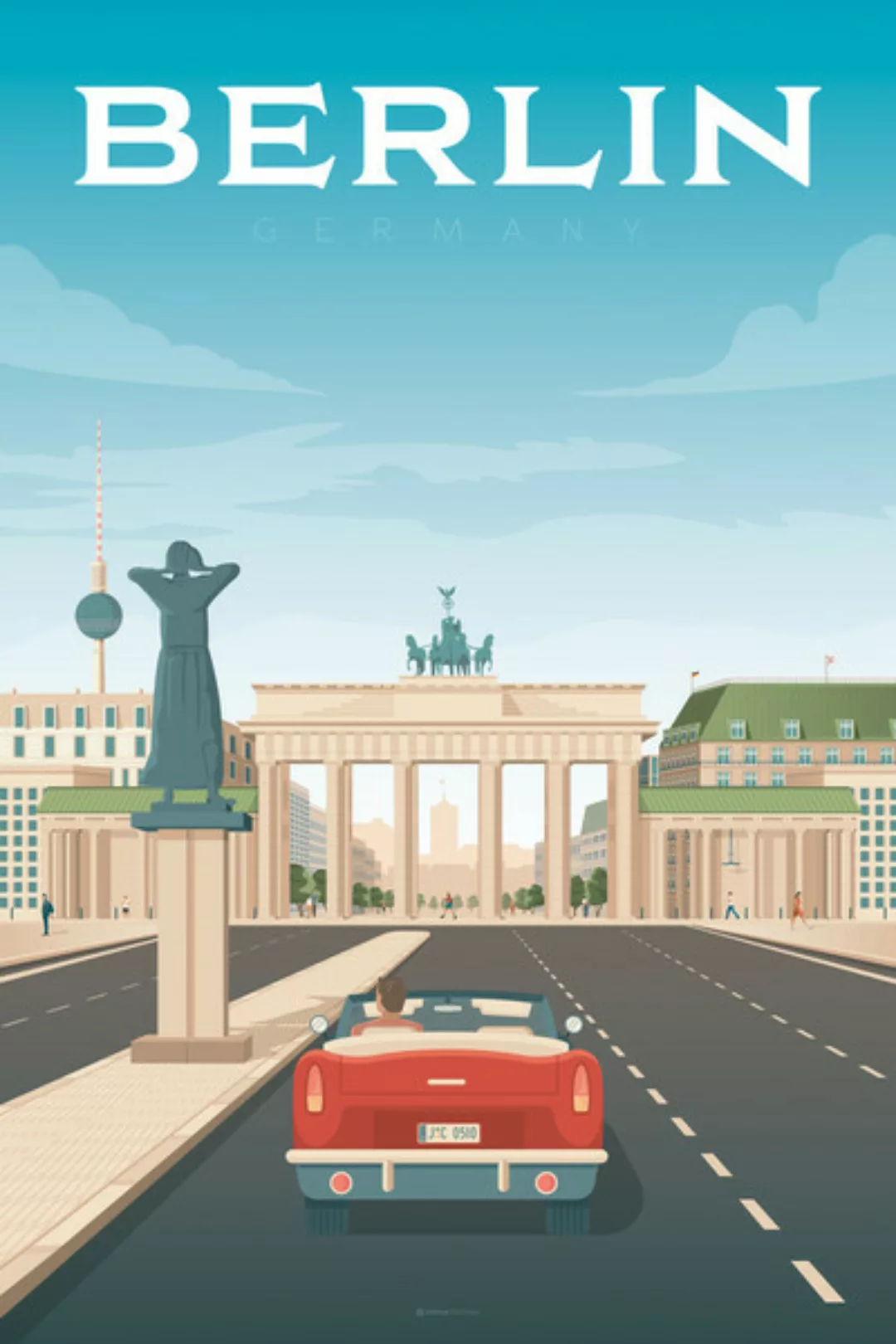 Poster / Leinwandbild - Berlin Vintage Travel Art günstig online kaufen