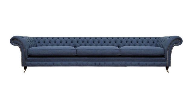 JVmoebel Chesterfield-Sofa Sitz Möbel Sofa Couch Dreisitze Textil Blau Desi günstig online kaufen