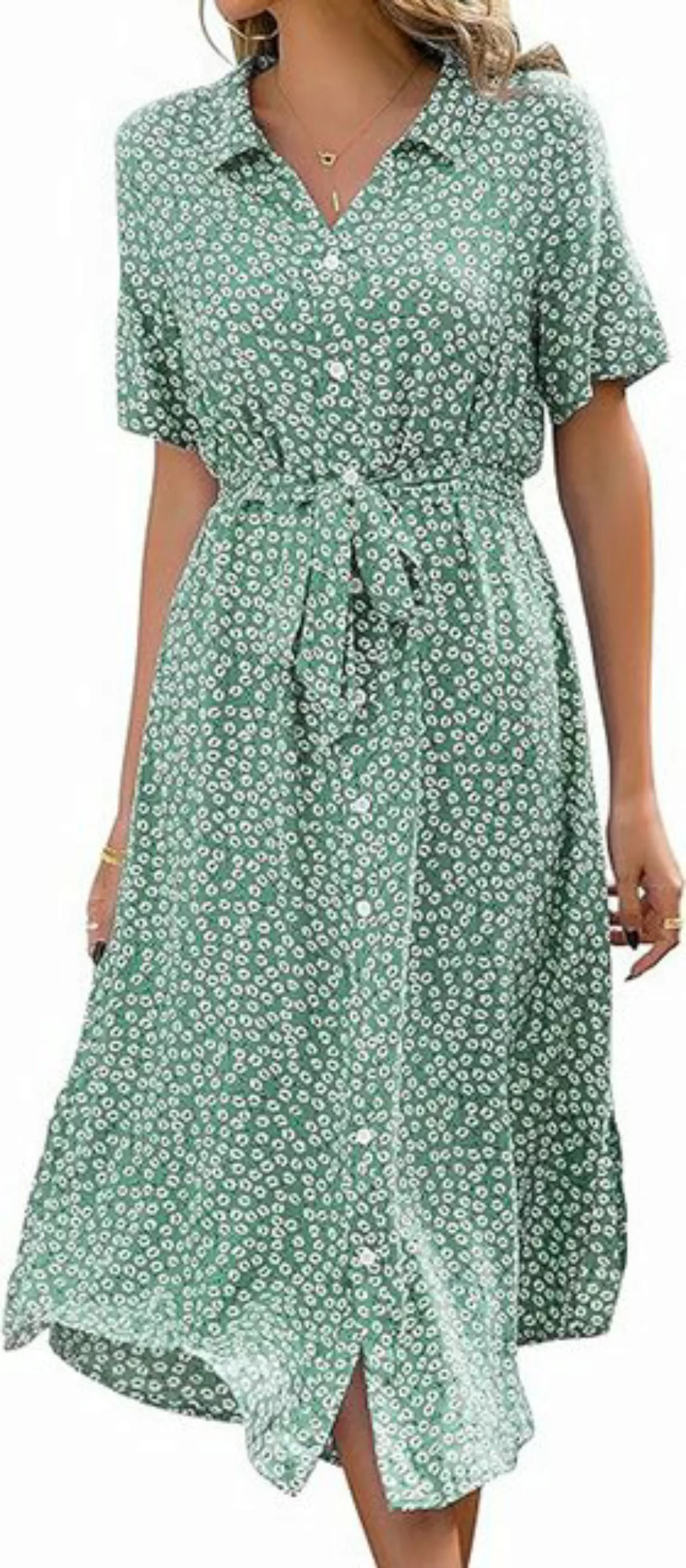 KIKI Strandkleid Damen-Kleid mit V-Ausschnitt und Blumendruck, Partykleid m günstig online kaufen