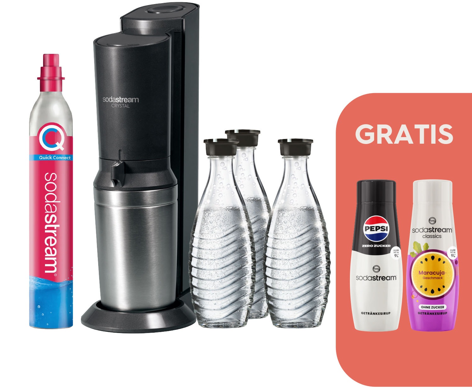 SodaStream Wassersprudler »SodaStream CRYSTAL 3.0 mit 3 Glaskaraffen, 1 CO2 günstig online kaufen