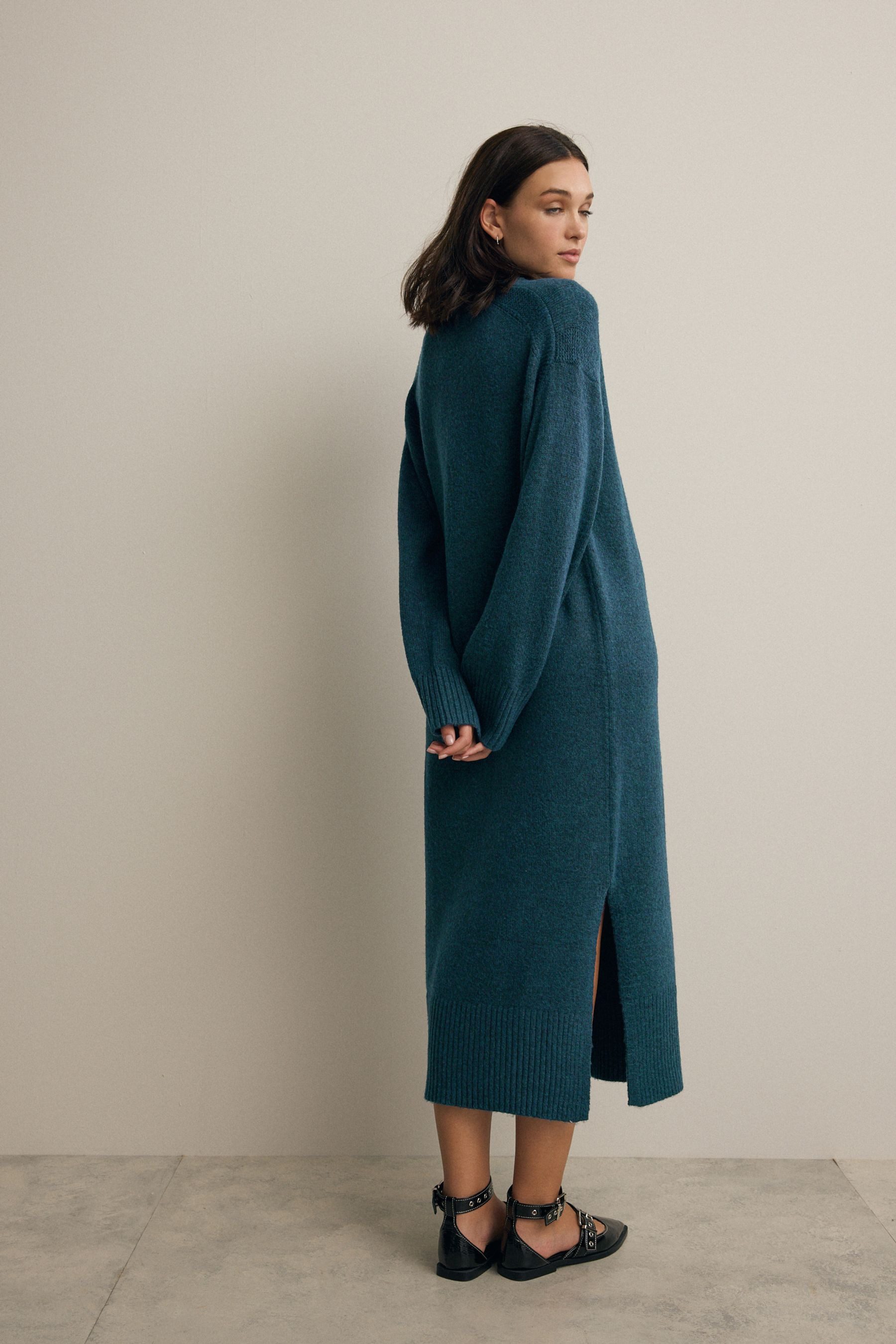 Next Midikleid Weiches Midi-Strickkleid, Relaxed Fit günstig online kaufen