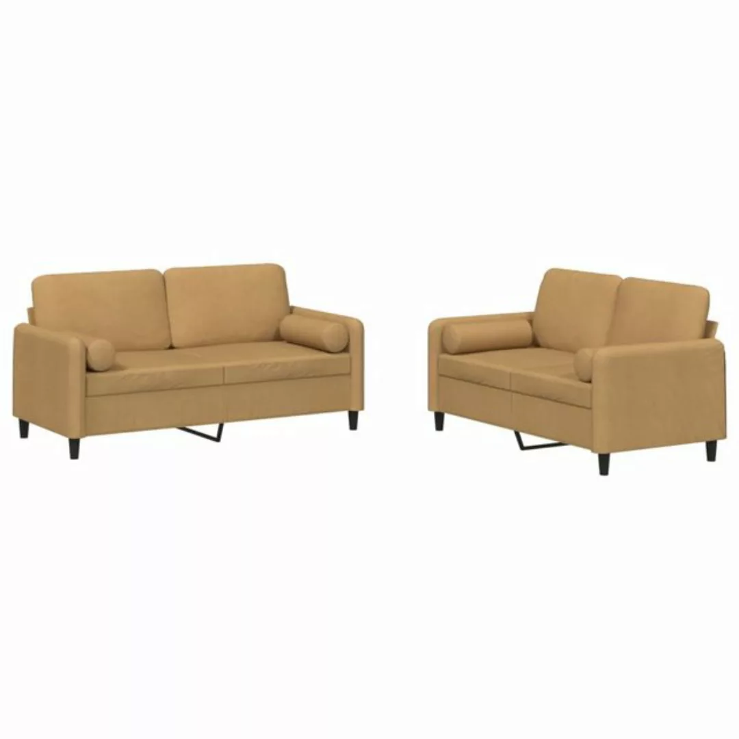 vidaXL Sofa Sofagarnitur Set mit Kissen Samt, 2-tlg., Braun günstig online kaufen