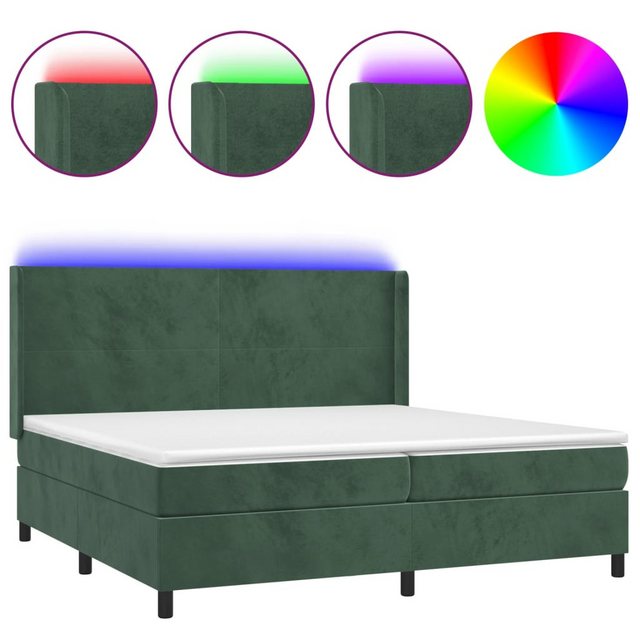 vidaXL Boxspringbett Boxspringbett mit Matratze und LED Samt (200 x 200 cm, günstig online kaufen