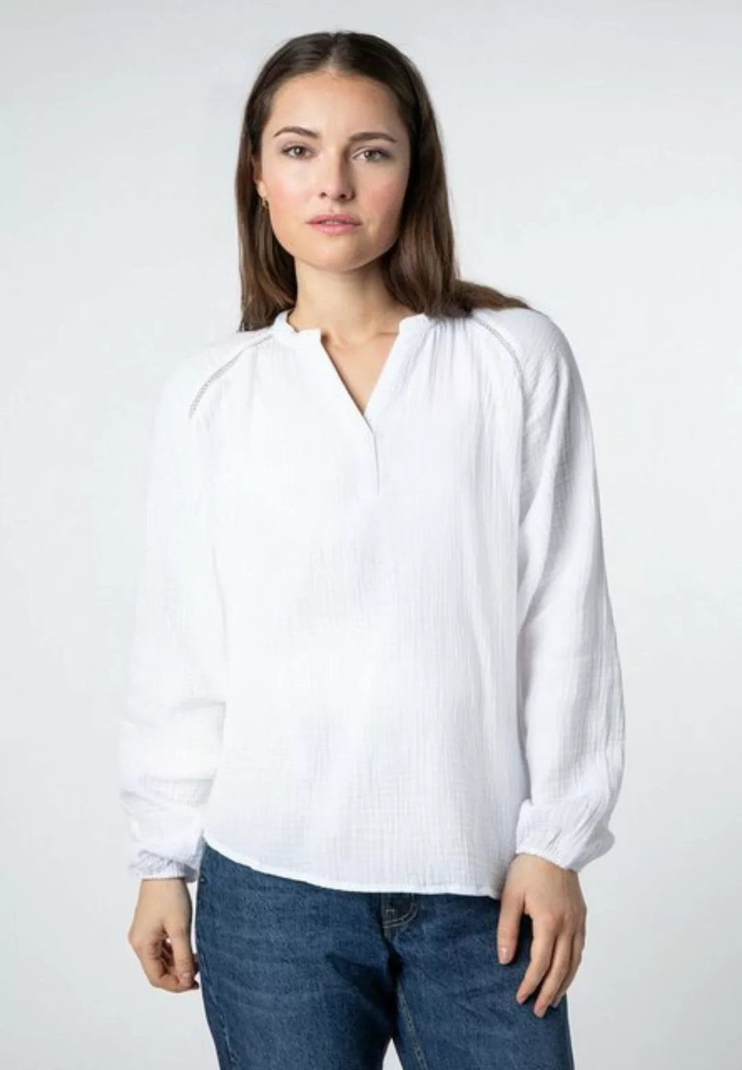 SUBLEVEL Langarmbluse Musselin Bluse V-Ausschnitt günstig online kaufen