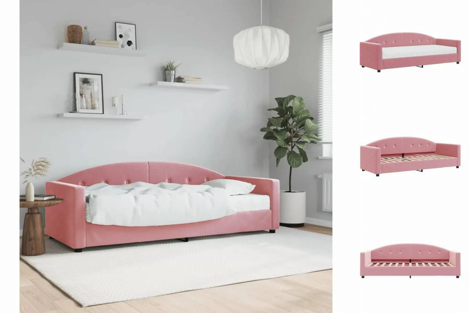 vidaXL Gästebett Gästebett Tagesbett mit Matratze Rosa 80x200 cm Samt Bett günstig online kaufen