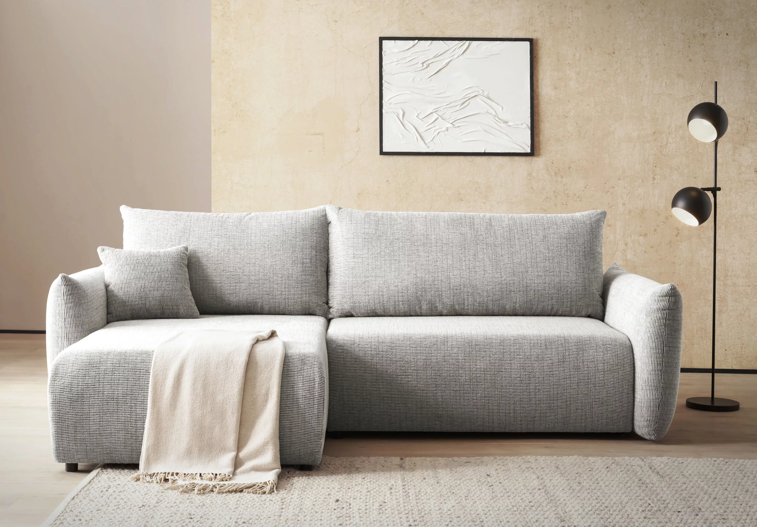 INOSIGN Ecksofa MAVAS Schlafsofa mit Bettkasten, L-Form, ca.257/127cm (Lieg günstig online kaufen