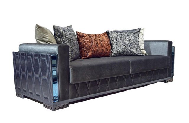 Xlmoebel 3-Sitzer Graues Sofa 3-Sitzer Luxusmöbel für das Wohnzimmer, Metal günstig online kaufen