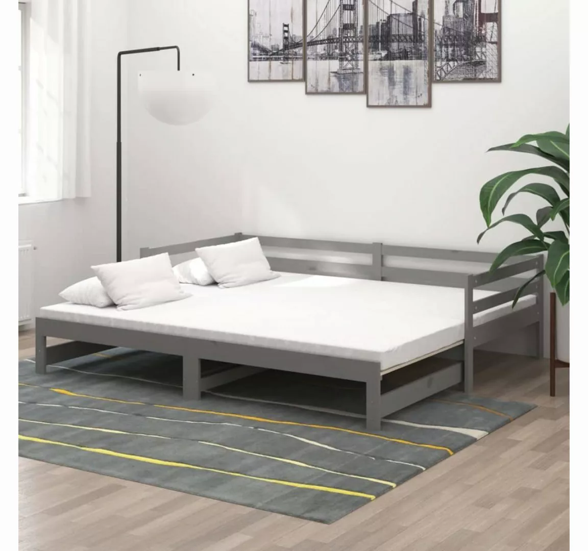 furnicato Bett Ausziehbares Tagesbett Grau Massivholz Kiefer 2x(90x200) cm günstig online kaufen