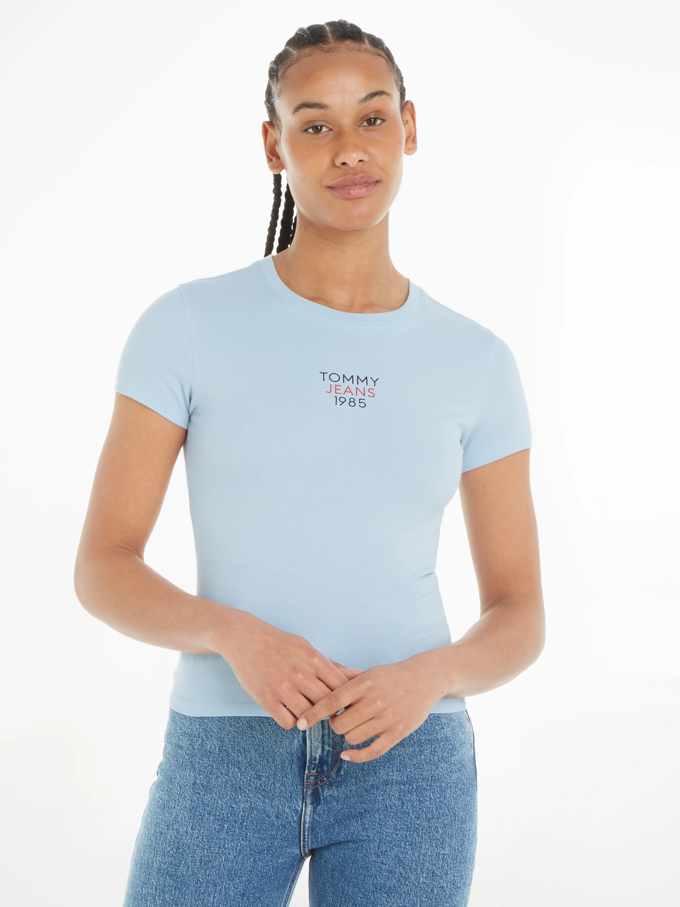 Tommy Jeans T-Shirt "Slim Essential Logo", Kurzarm Rundhals Jersey T Shirt günstig online kaufen