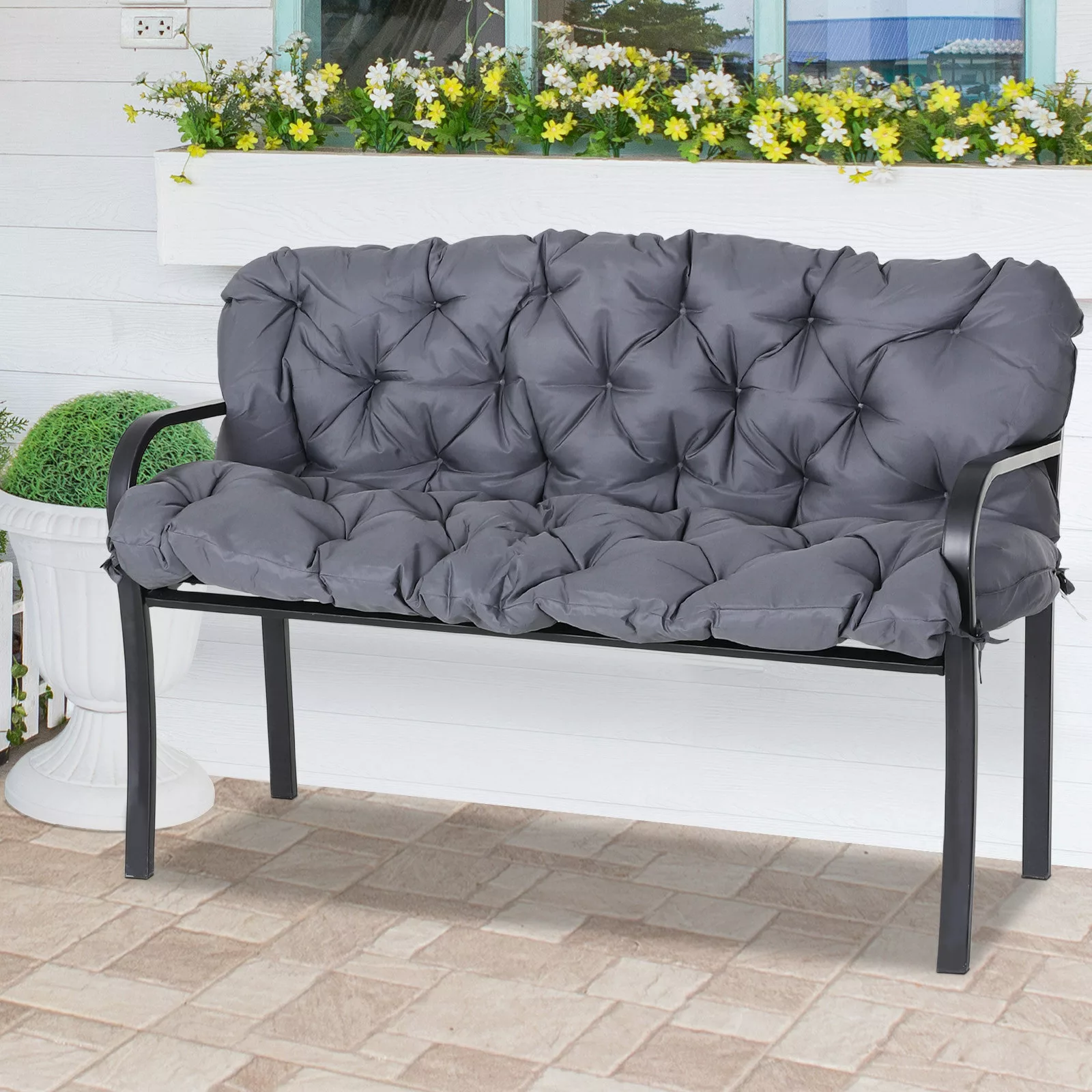 Outsunny Sitzkissen Rückenkissen für Gartenbank Schaukel Gartensofa 2-Sitze günstig online kaufen