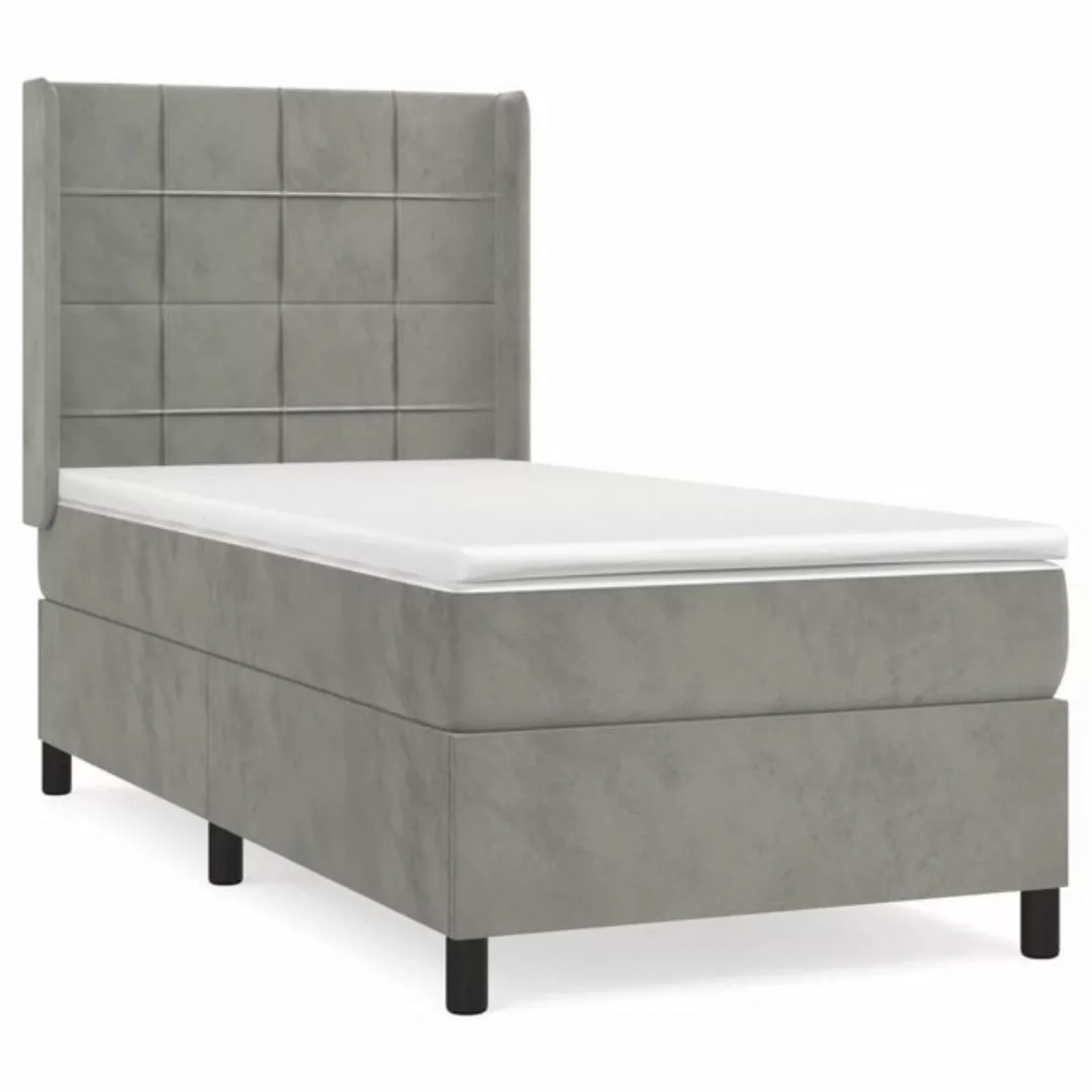 vidaXL Boxspringbett Bett Boxspringbett Samt komplett mit Matratze & Topper günstig online kaufen