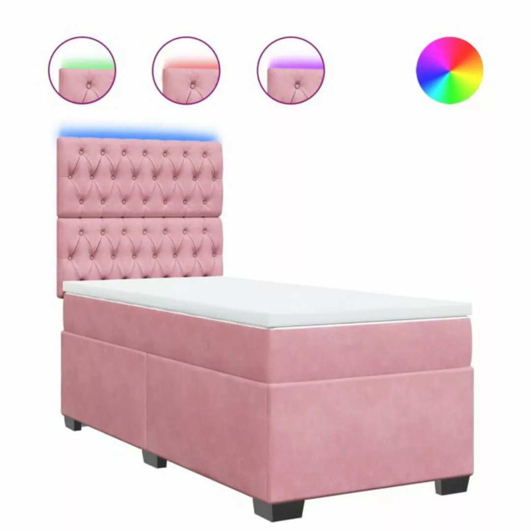 vidaXL Bett Boxspringbett mit Matratze Rosa 100x200 cm Samt günstig online kaufen