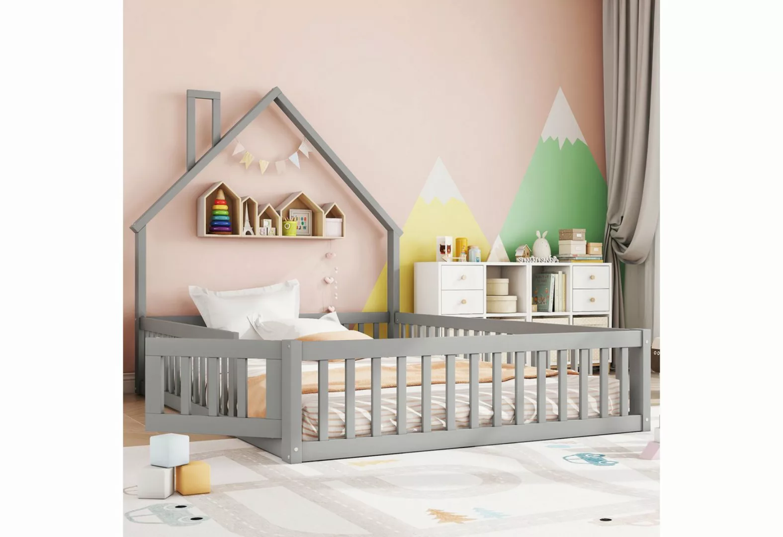 WISHDOR Kinderbett Jugendbett im minimalistischen Stil, Gästebett Hausbett günstig online kaufen