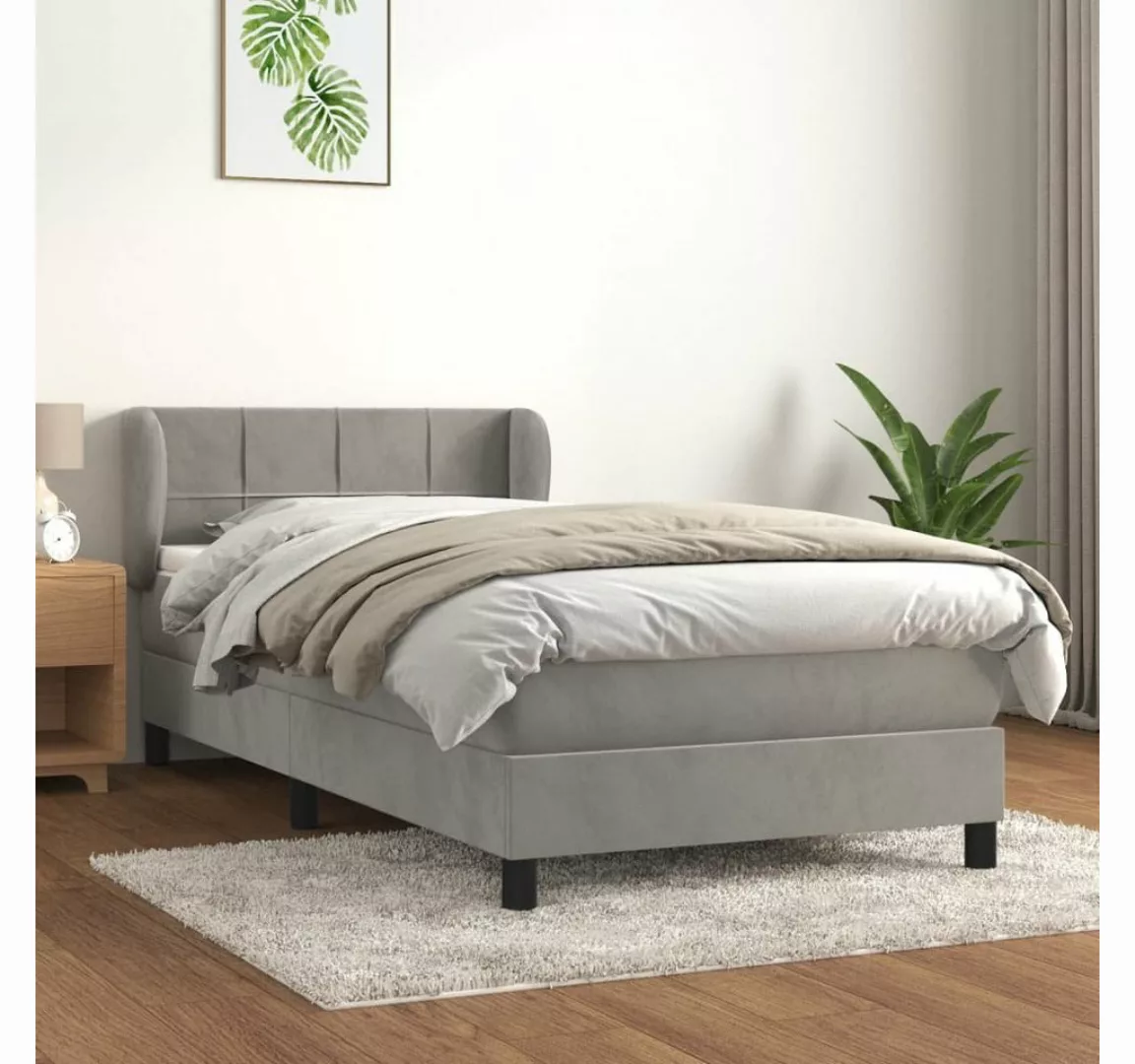 furnicato Bett Boxspringbett mit Matratze Hellgrau 90x200 cm Samt günstig online kaufen