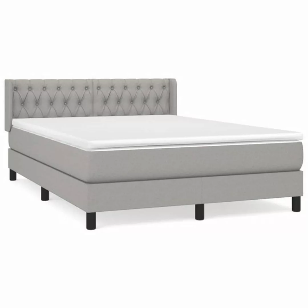 furnicato Bett Boxspringbett mit Matratze Hellgrau 140x190 cm Stoff günstig online kaufen