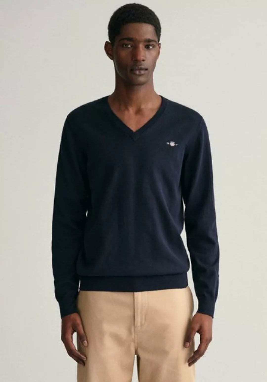 Gant V-Ausschnitt-Pullover "Classic Cotton V-Neck", Premium Strickjersey au günstig online kaufen