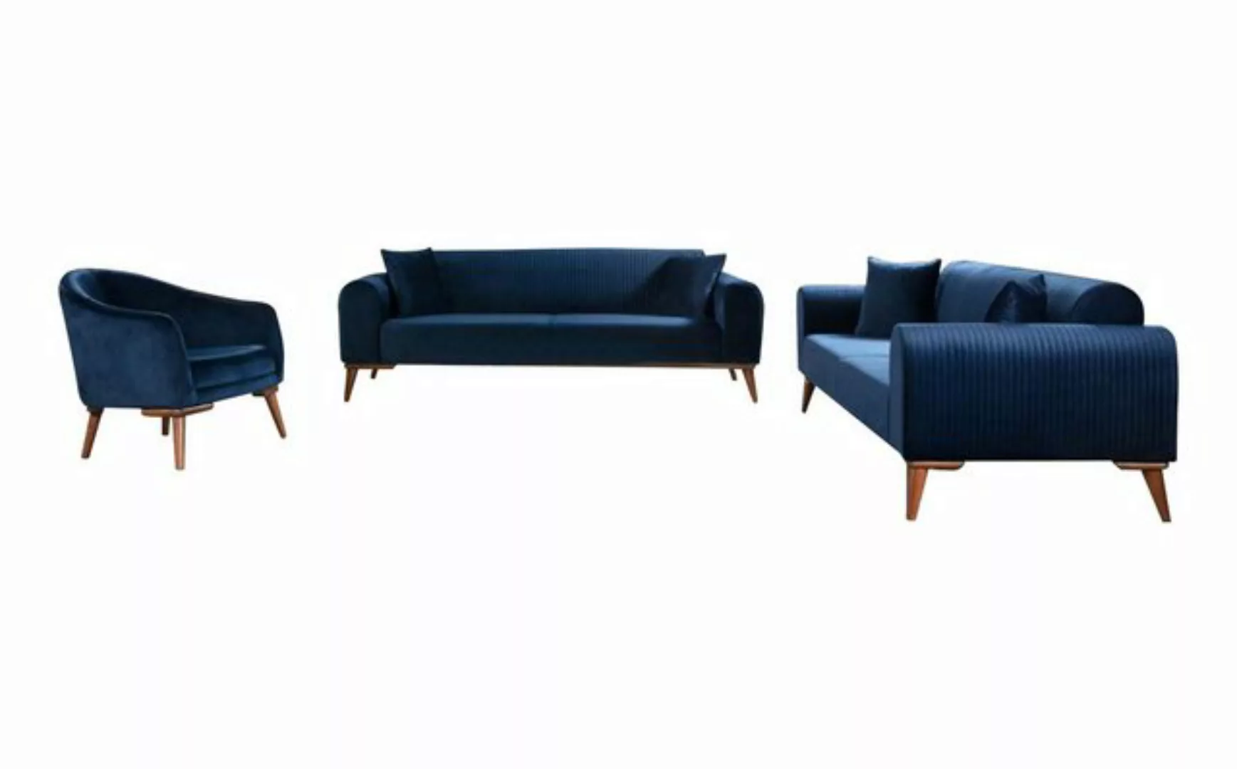 JVmoebel Sofa Sofagarnitur Sofa Garnitur Sofas 3+3+1 Sitzer Sessel Royal Bl günstig online kaufen