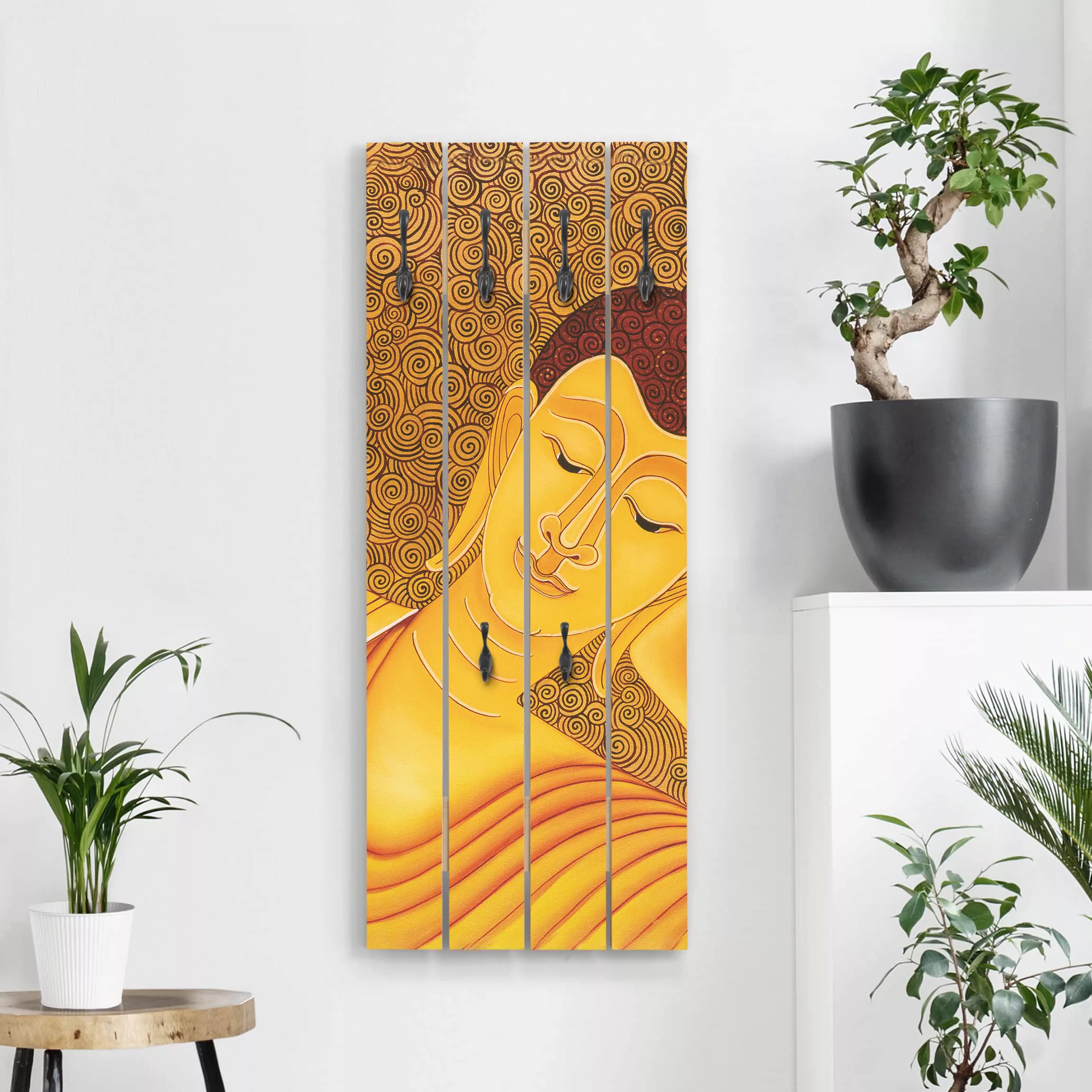 Wandgarderobe Holzpalette Kunstdruck Shanghai Buddha günstig online kaufen