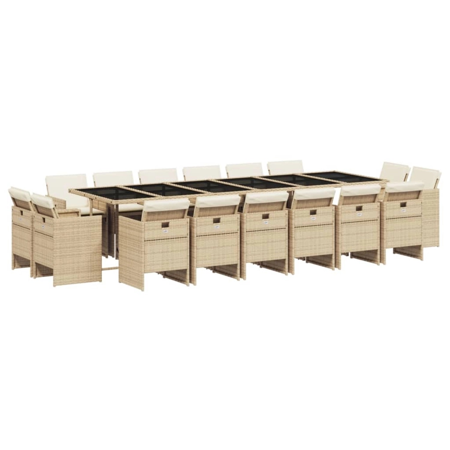 vidaXL 17-Tlg Garten-Essgruppe mit Kissen Beige Poly Rattan 3277833 günstig online kaufen