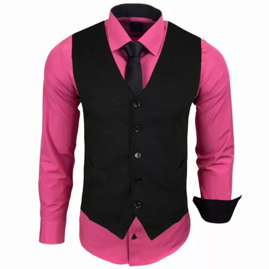 Baxboy Langarmhemd Baxboy Langarmhemd Herren-Hemd Slim-Fit Hemd + Weste + K günstig online kaufen