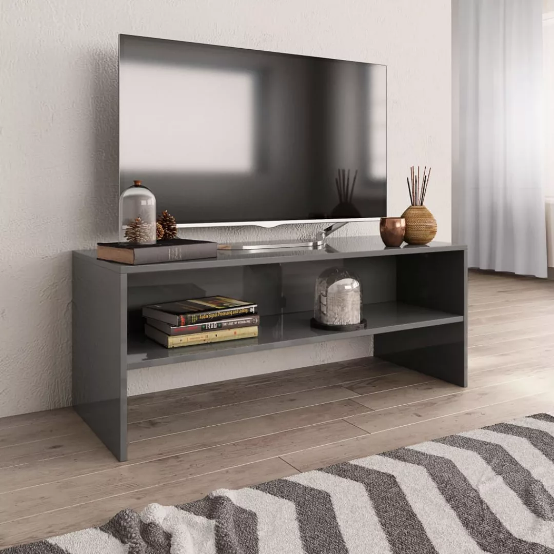vidaXL TV-Schrank TV-Schrank Hochglanz-Grau 100 x 40 x 40 cm Spanplatte Low günstig online kaufen