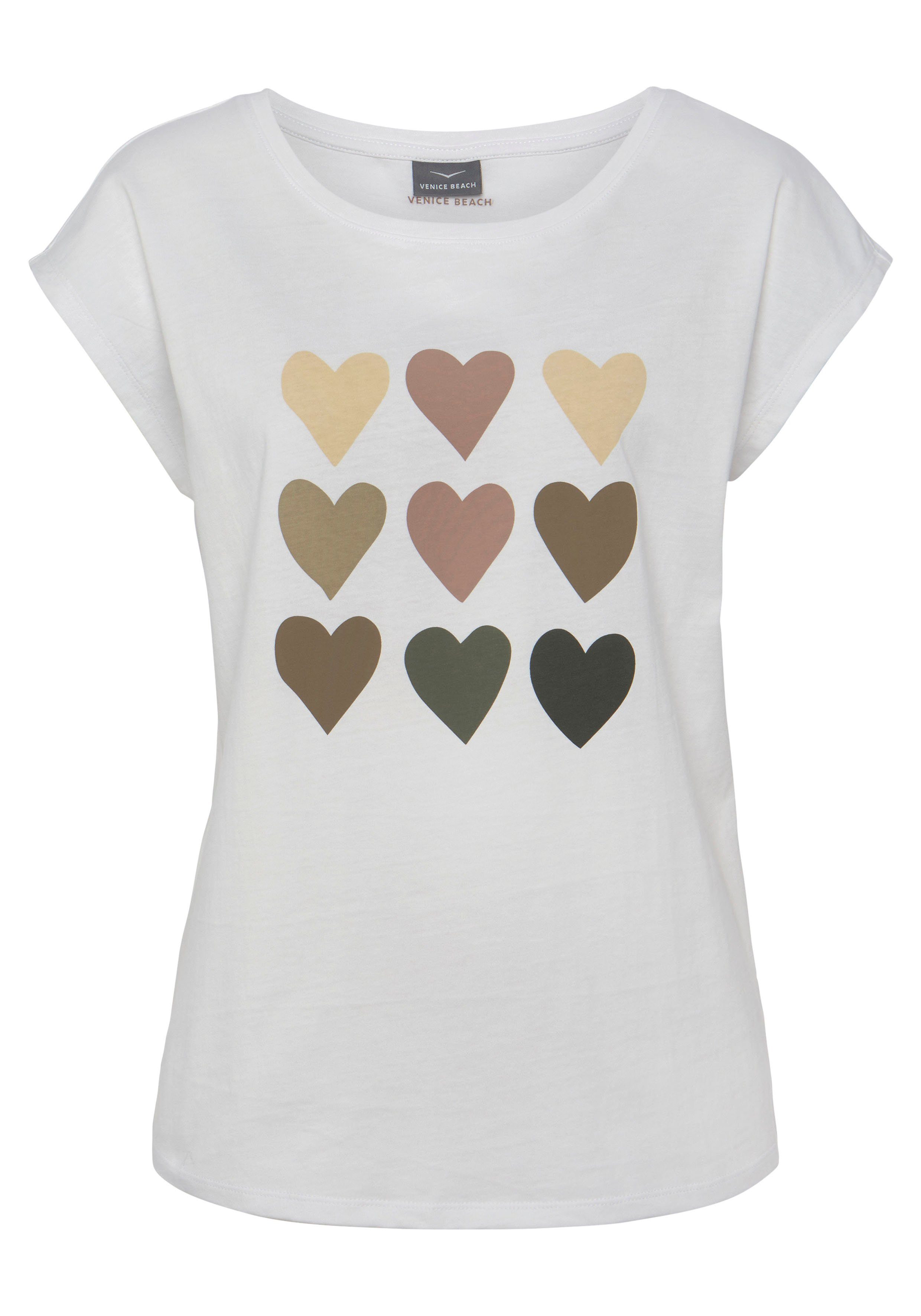 Venice Beach T-Shirt, mit Herzchen-Druck, Kurzarmshirt aus Baumwolle, Basic günstig online kaufen