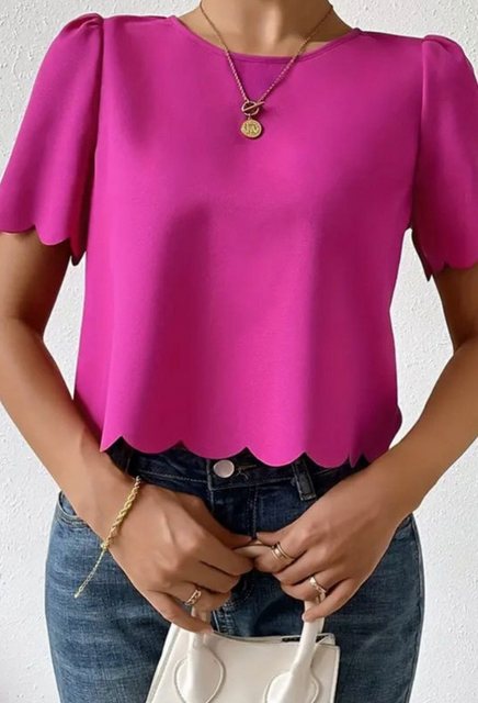 SEGUEN T-Shirt Crop-Top mit gebranntem Blumen-Muschelbesatz (Elegantes und günstig online kaufen