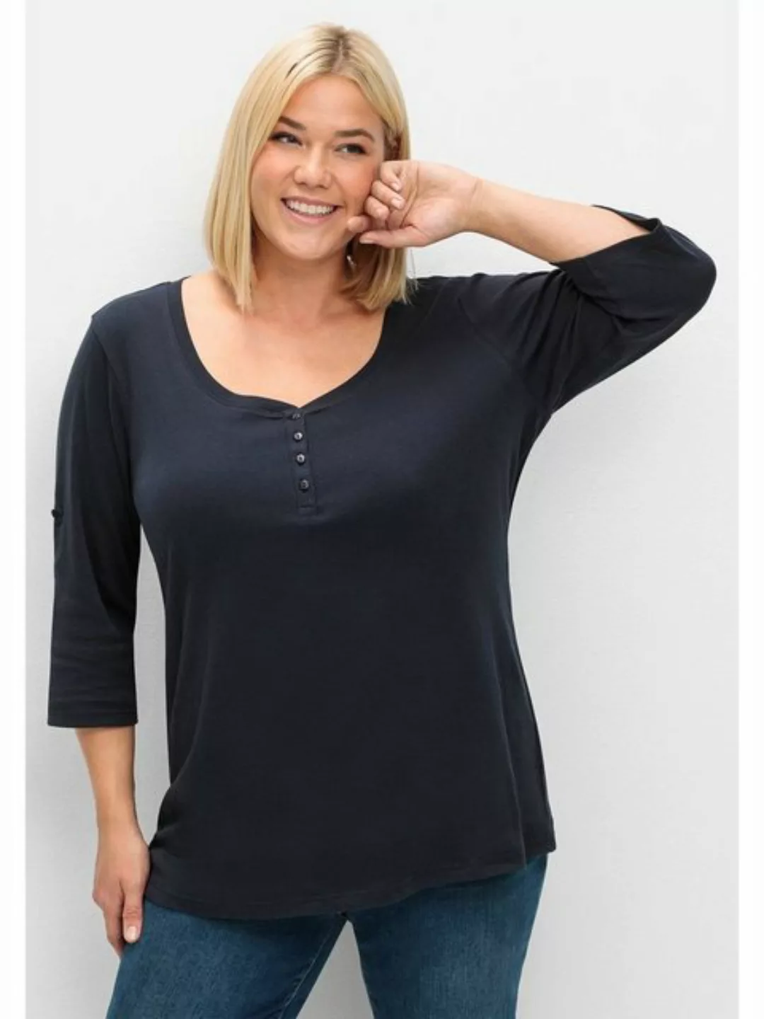 Sheego 3/4-Arm-Shirt Große Größen aus reiner Baumwolle günstig online kaufen
