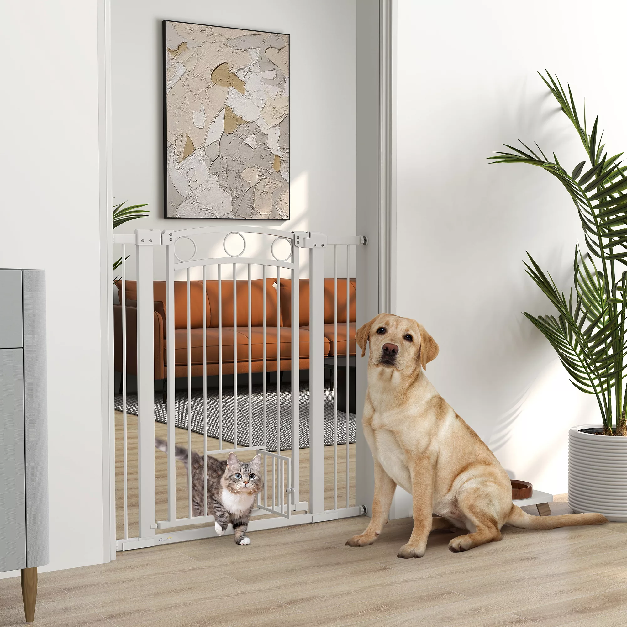PawHut Türschutzgitter Hund, 76-104 cm Absperrgitter ohne Bohren, Treppengi günstig online kaufen