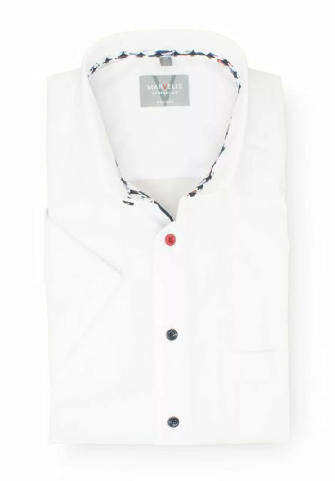 MARVELIS Kurzarmhemd Kurzarmhemd - Comfort Fit - Einfarbig - Weiß günstig online kaufen