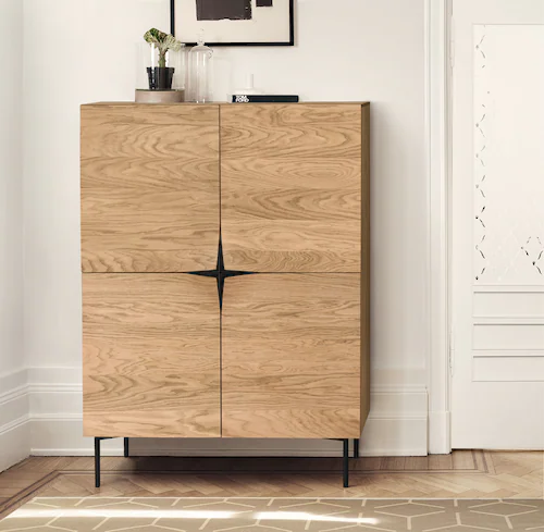 Woodman Highboard, Kommode mit Holzfurnier aus Eiche, im Skandinavischen De günstig online kaufen