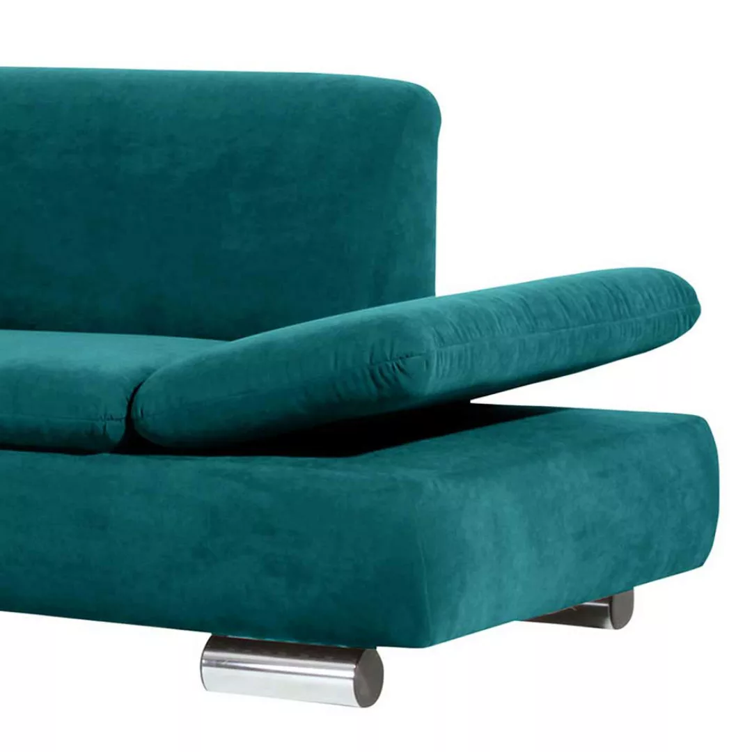 Ecksofa in Petrol Velours günstig online kaufen