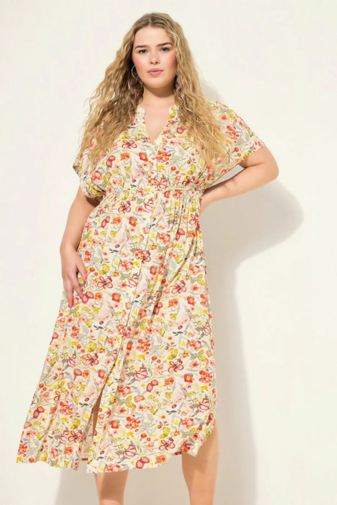 Studio Untold Sommerkleid Maxikleid A-Line Flowerprint Knopfleiste günstig online kaufen