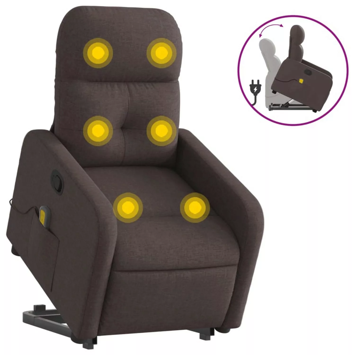 vidaXL Massagesessel mit Aufstehhilfe Dunkelbraun Stoff Modell 12 günstig online kaufen